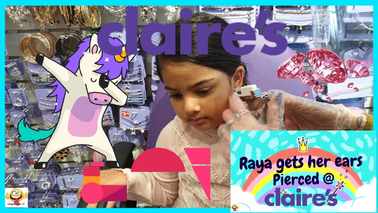 Kids Ear Piercing| Raya gets her Ears Pierced @Claires |Claire's Accessories| Pink Diamond Ear Studs