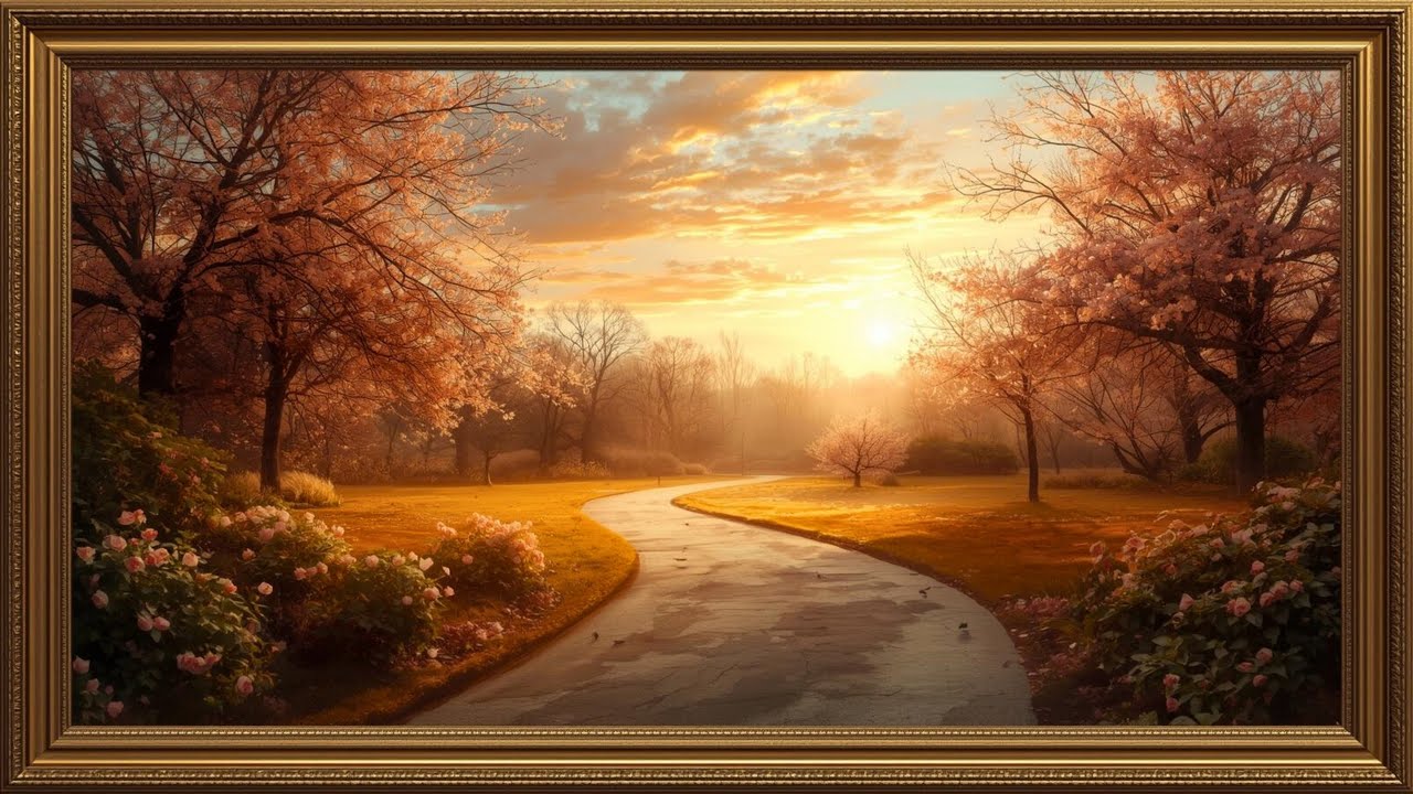Samsung Frame TV Art | Romantic Spring Path | Serene Vintage Landscape for TV | Fresh Ambient TV Art