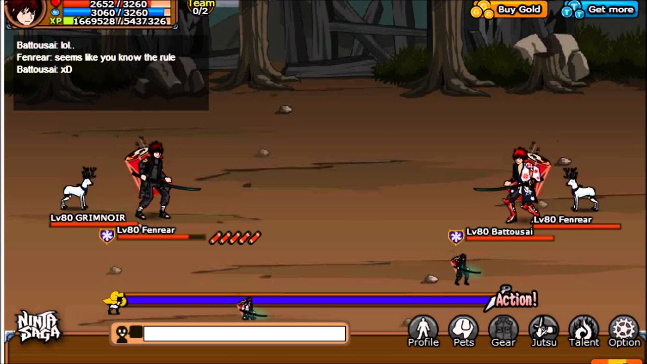 Ninja Saga PVP - Fenrear Vs Battousai (tobi)