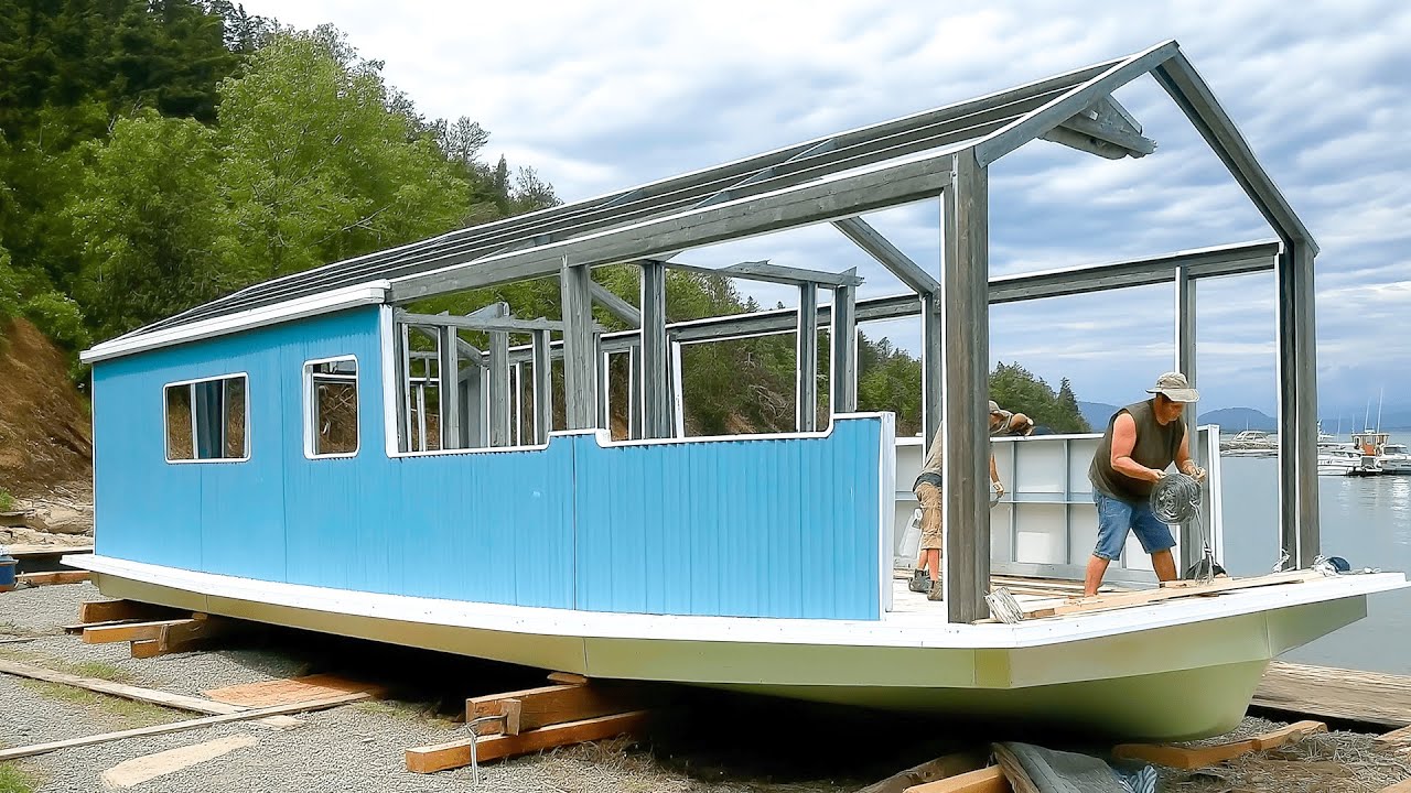 Man Builds DIY Houseboat for his Family | Start to Finish by @LiveDontWatch