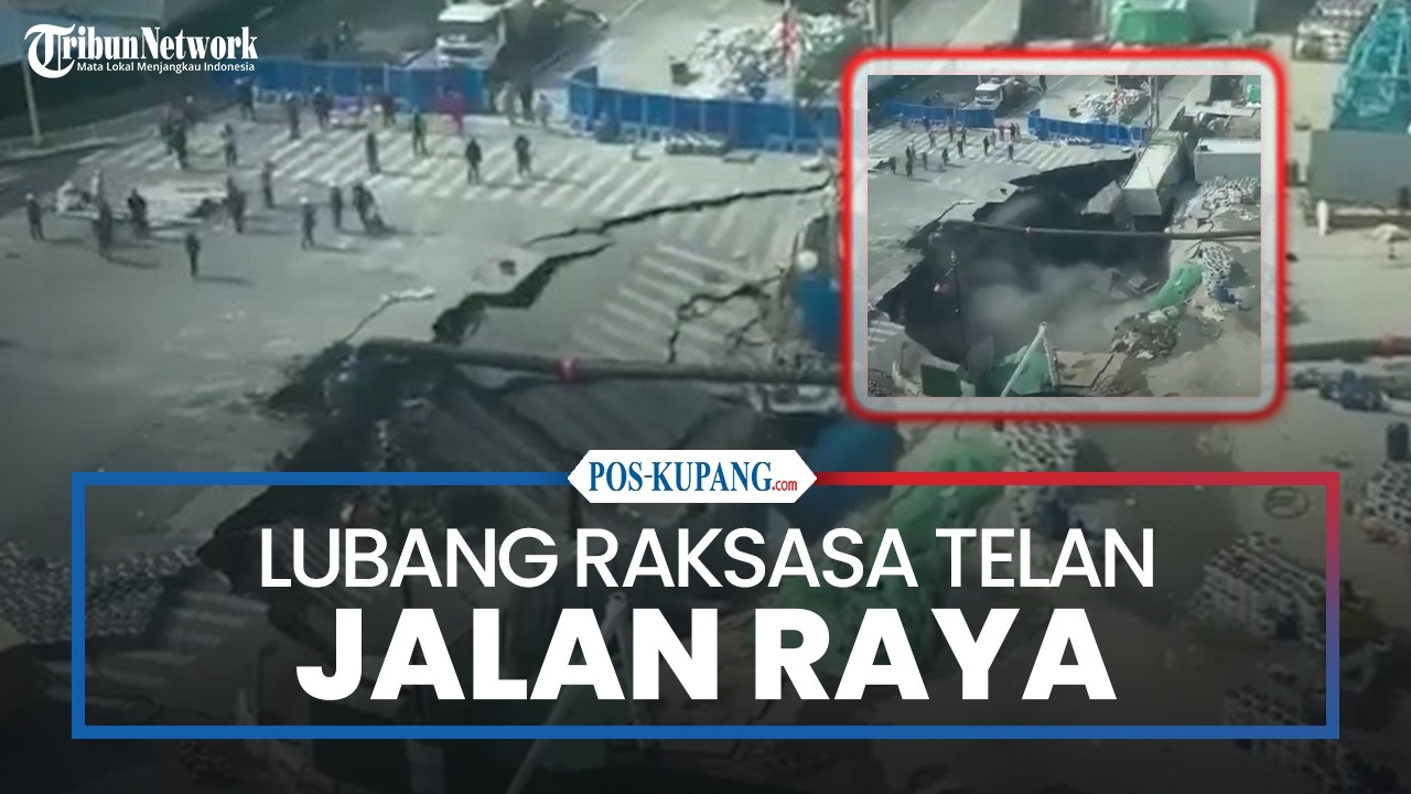 Lubang Raksasa Telan Jalan Raya Shanghai China
