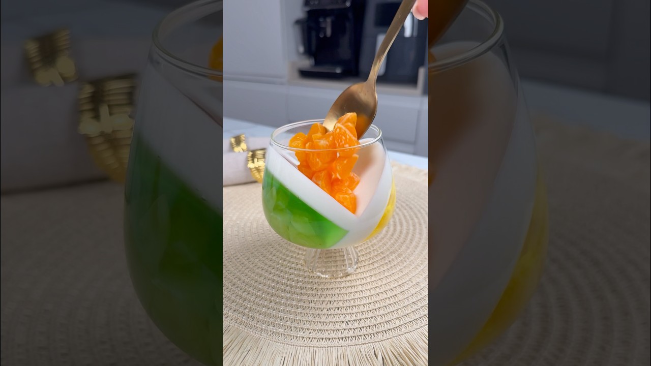 best refreshing summer dessert! 💚💛🧡 #asmr #satisfying #dessert #jelly #sweet