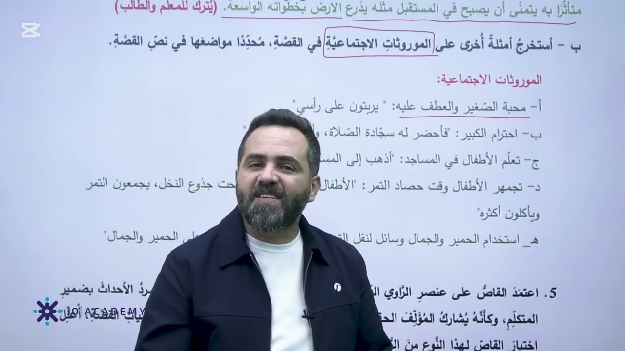 قصة حفنة تمر للطيّب صالح - حلّ أسئلة الكتاب القسم 1 ( أتذوّق المقروء وأحلله ) توجيهي 2008