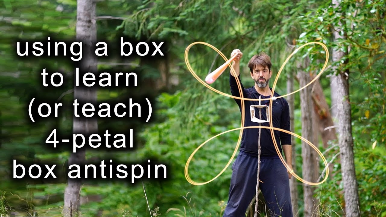 Learning box 4-petal antispin, with the help of a box! Intermediate poi tutorial!
