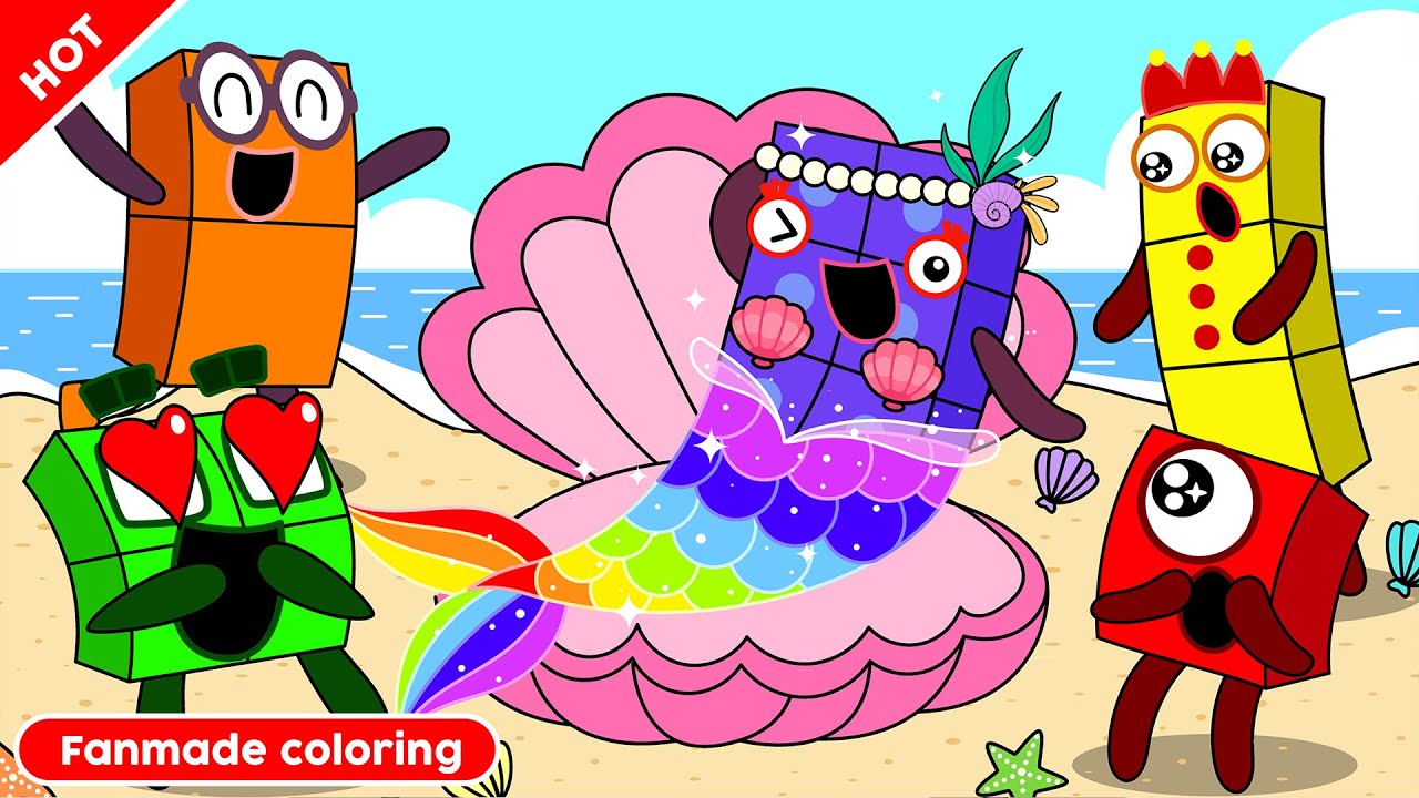 NB 6 Turns Into a Mermaid Princess | Numberblocks Fanmade Coloring Story