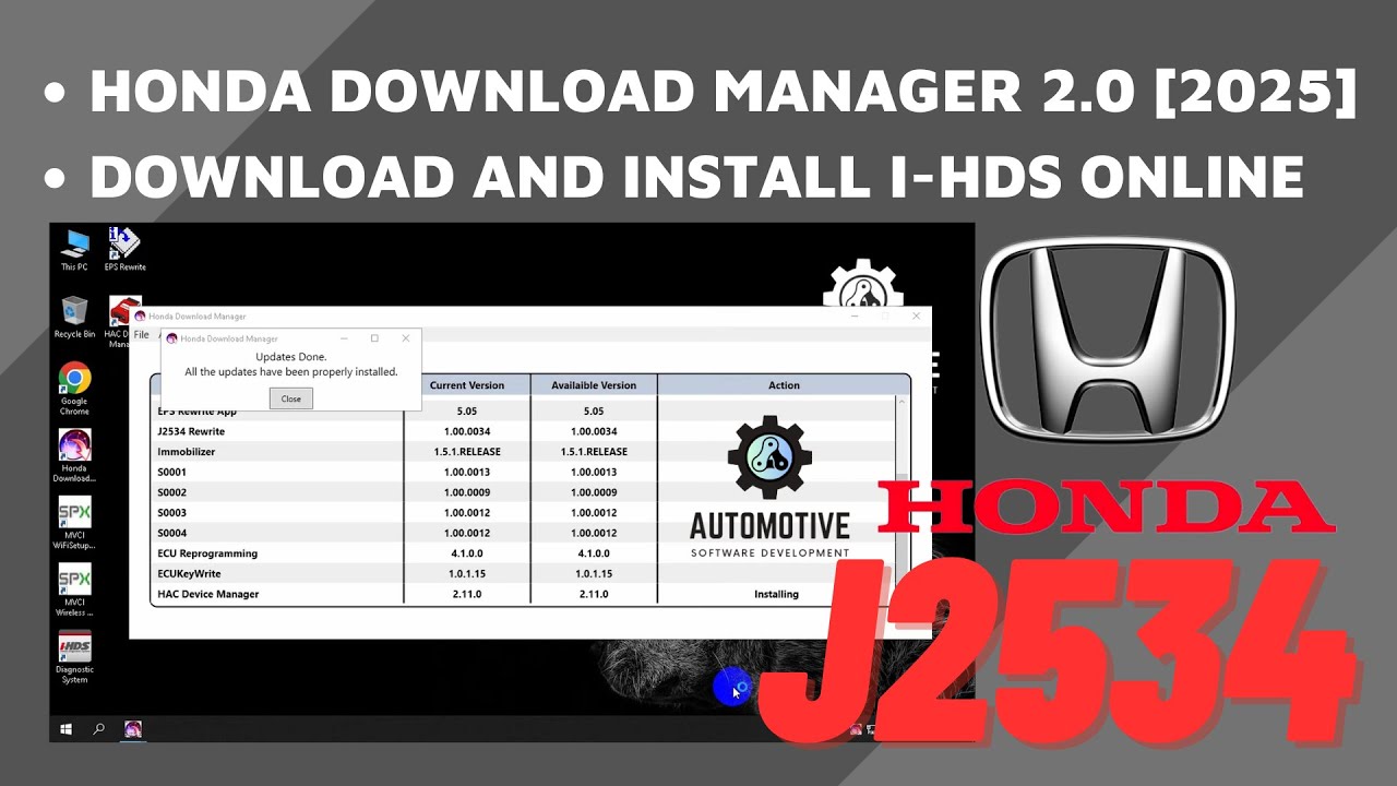Honda Download Manager 2.0 [2025] | Download and install I-HDS software from dealer.
