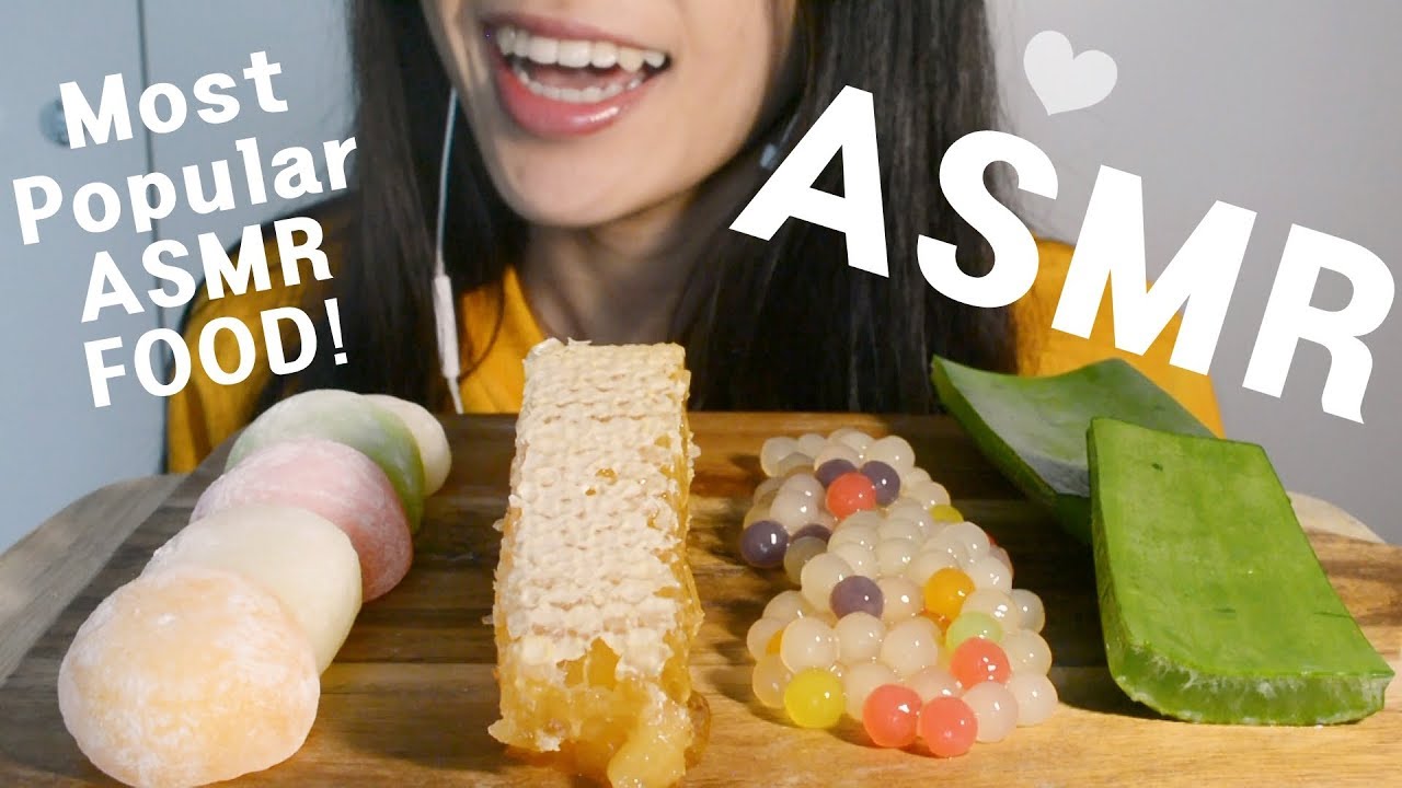 MOST POPULAR FOOD FOR ASMR (Mochi, Honeycomb, Boba, Aloe Vera) - EATING SOUNDS