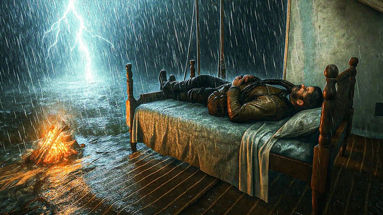 Sleeping on a Cozy Camp Bed During Night Time Thunderstorm | RDR2 ASMR