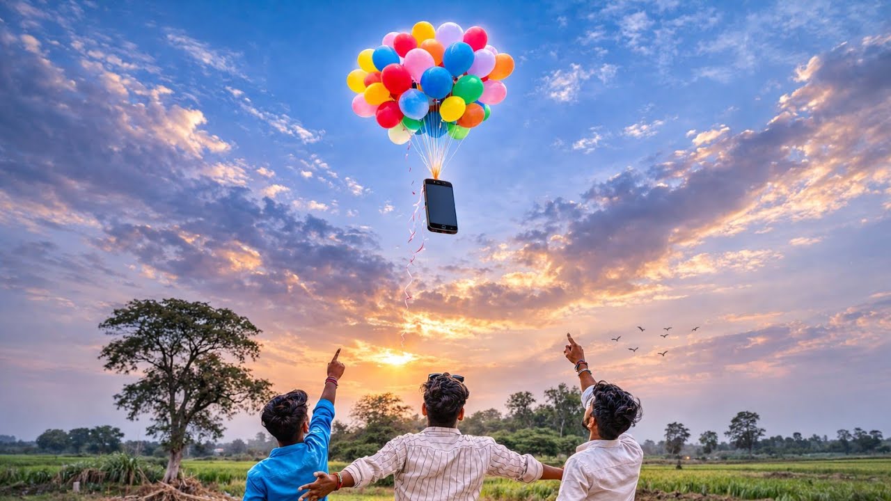 गुब्बारे से मोबाइल उड़ा दिया 😱 आसमान में गायब 📱#mobileexperiment#gubbareexperiment#balloonexperiment