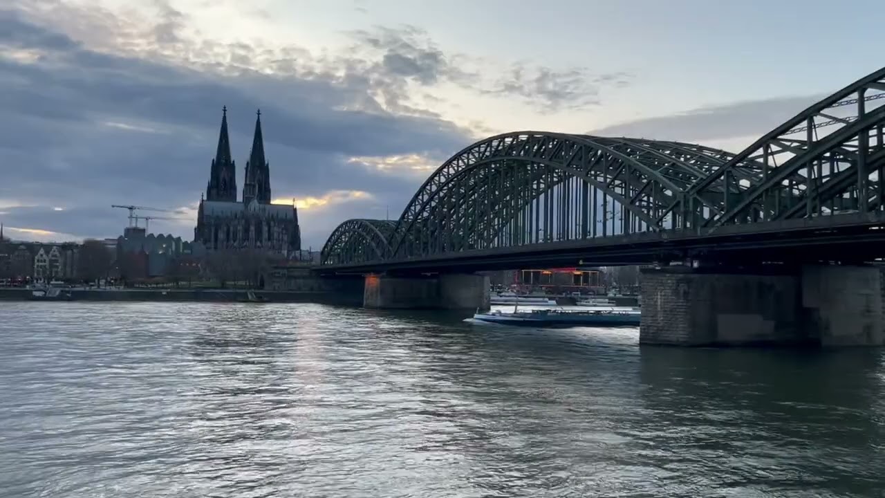 The Rhine at Sunset: Cologne Cathedral in the Glow
