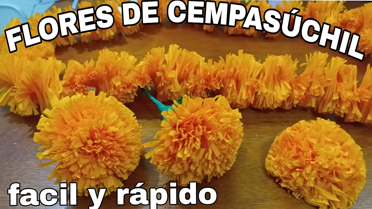 FLORES DE CEMPASÚCHIL GUIRNALDAS DE DIA DE MUERTOS,como hacer flores de CEMPASÚCHIL #marigold
