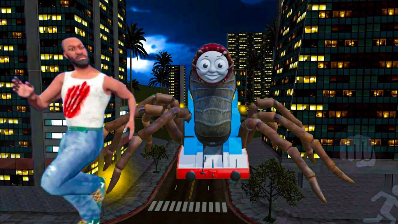 SPIDER TRAIN ATTACK FRANKLIN |  Indian Bike Driving 3D Funny Moments 