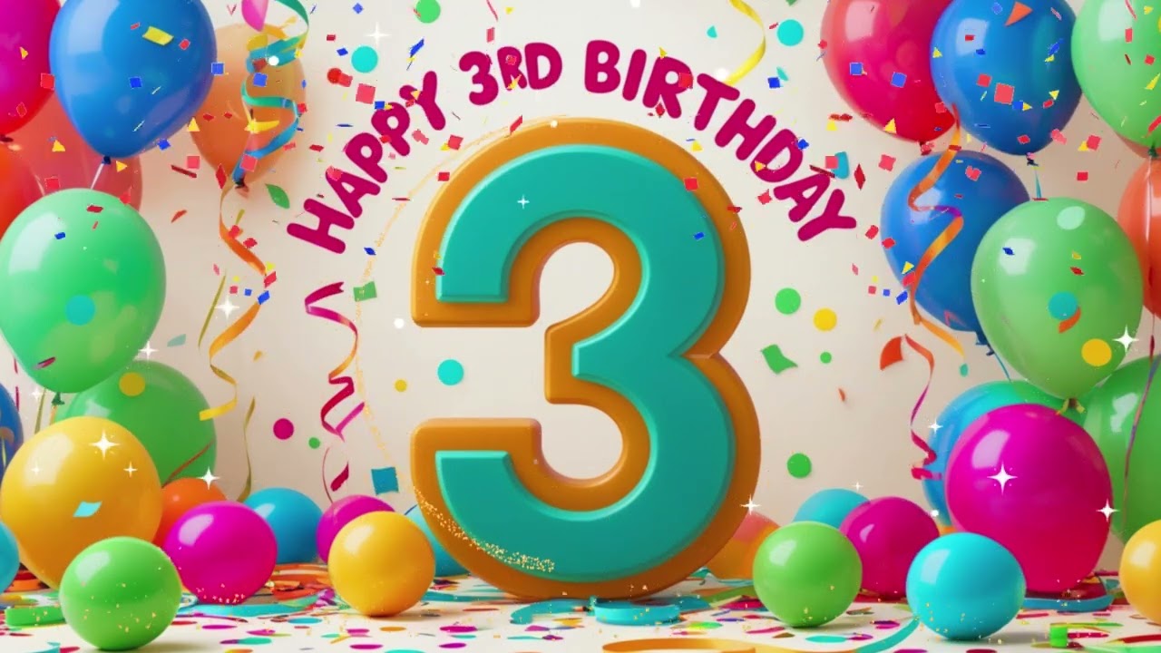 Three Year Old Happy Birthday Screensaver Birthday Party Background For 3d Birthday Party