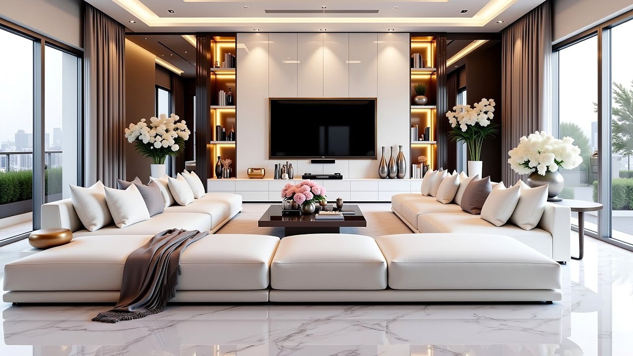 Luxury Modern Home Interior Design Trends 2025 | Trendy Living Room Sofa Set Ideas & TV Unit Designs