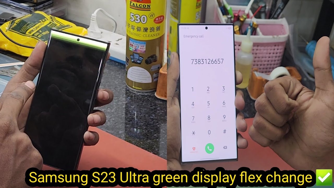 Samsung S23 Ultra green display flex change  #glasschange #restoration 