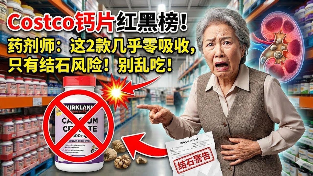 别再乱补钙了！药剂师揭秘：Costco 钙片红黑榜，这 2 款吸收率几乎为零，只有结石风险！