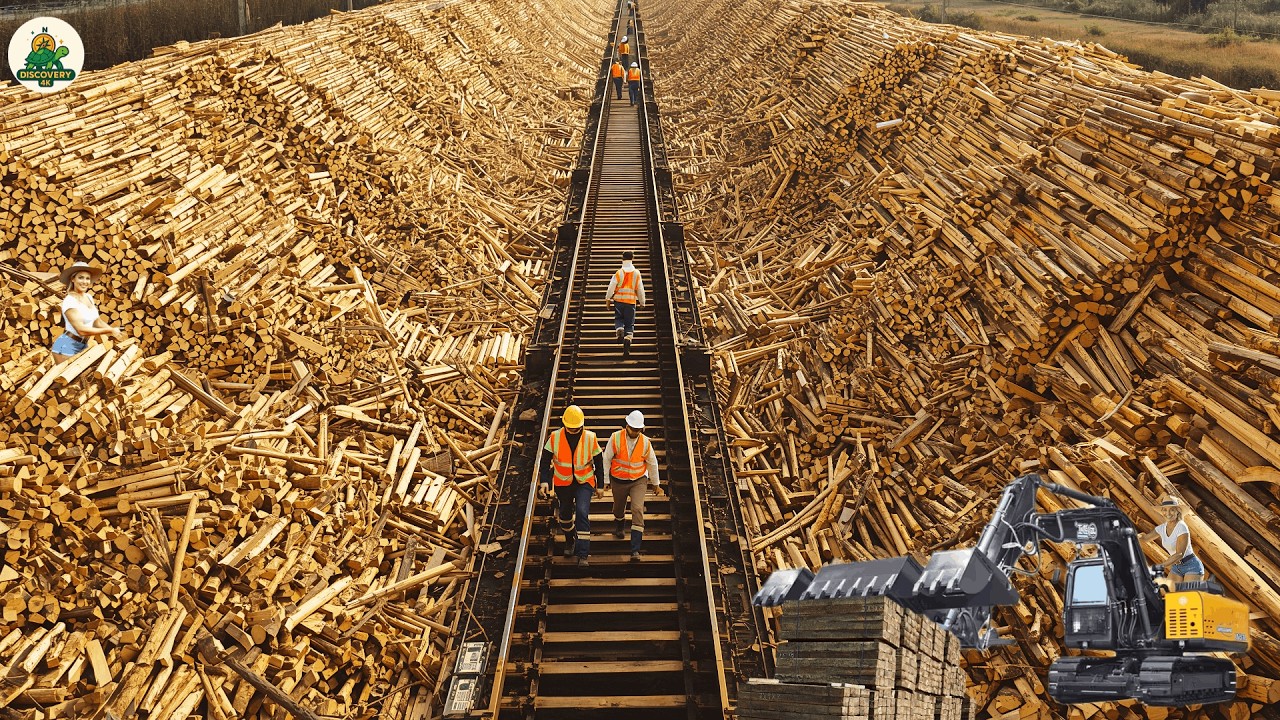 At Old Railroad Tie Recycling Yards in America &ndash; What Is Processing Like? Mountains of Ties