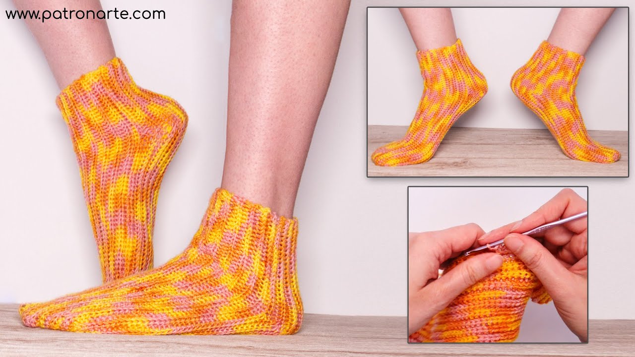 Calcetines a Crochet SUPER FÁCILES Tejidos Recto Cualquiera Puede Tejerlos Rápido y Parecen 2 Agujas