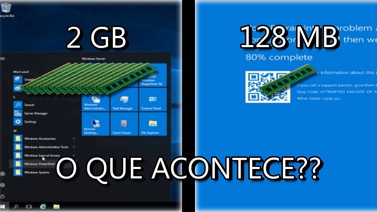 O que acontece se o RAM fica diminuindo no Windows Server 2016