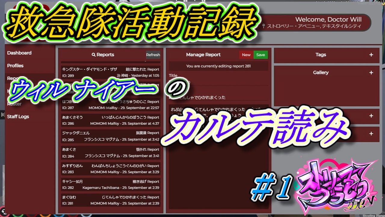 【ストリーマーグラセフ】救急隊活動記録：ウィル ナイアーのカルテ読みPart1【作業用BGM】