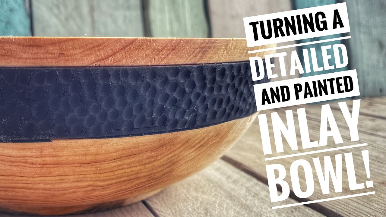 Wood Turning - A Detailed & Textured Painted Inlay Bowl