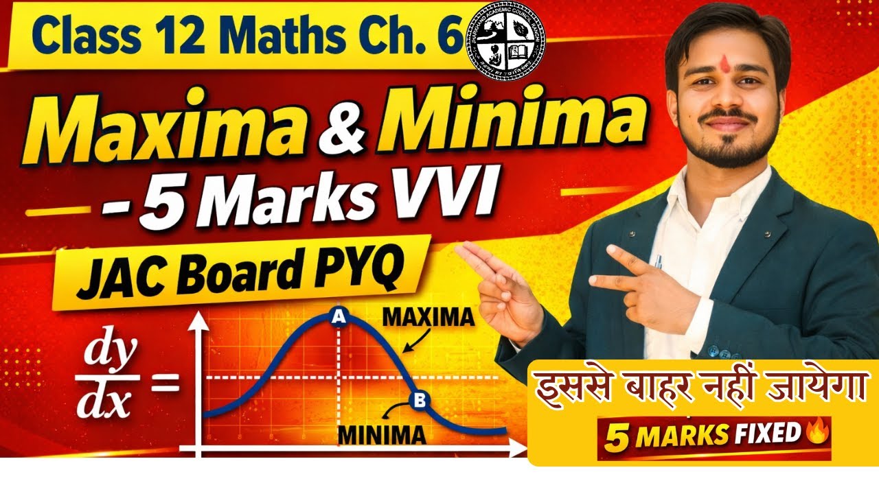 Class 12 Maths Ch-6 Maxima & Minima | 5 Marks VVI PYQ |JAC Board Exam 2026|application of derivative