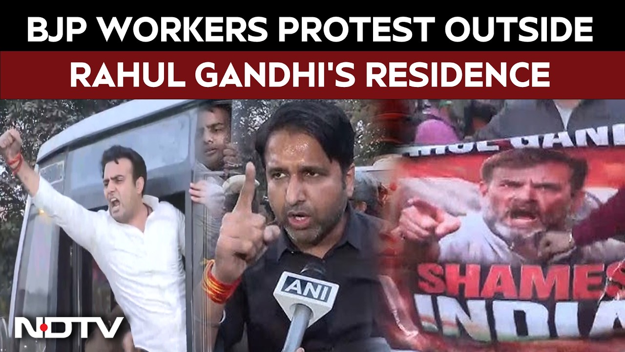 After Youth Congress Protest At AI Summit, BJYM Demonstrates Outside Rahul Gandhi's Residence