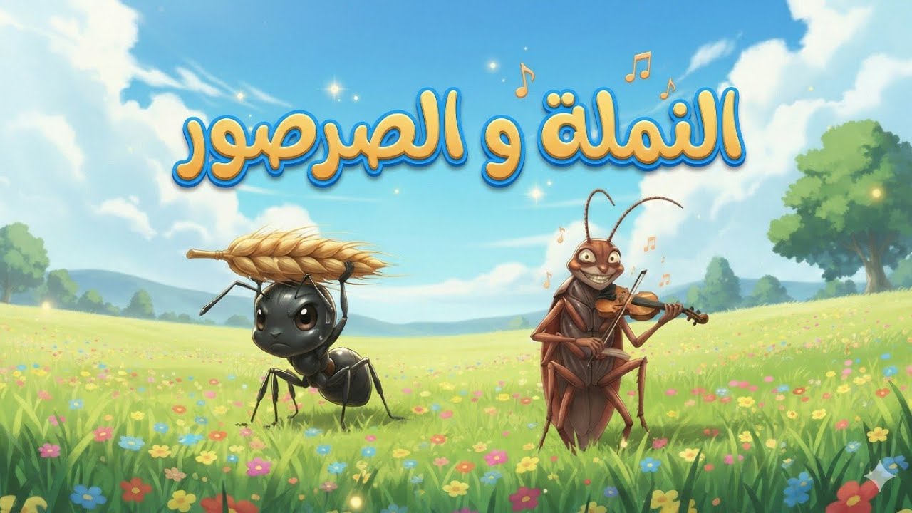 قصة الصرصور والنملة للأطفال | قصة قصيرة قبل النومقصة الصرصور والنملة 🐜🪳 | قصة تعليمية للأطفال