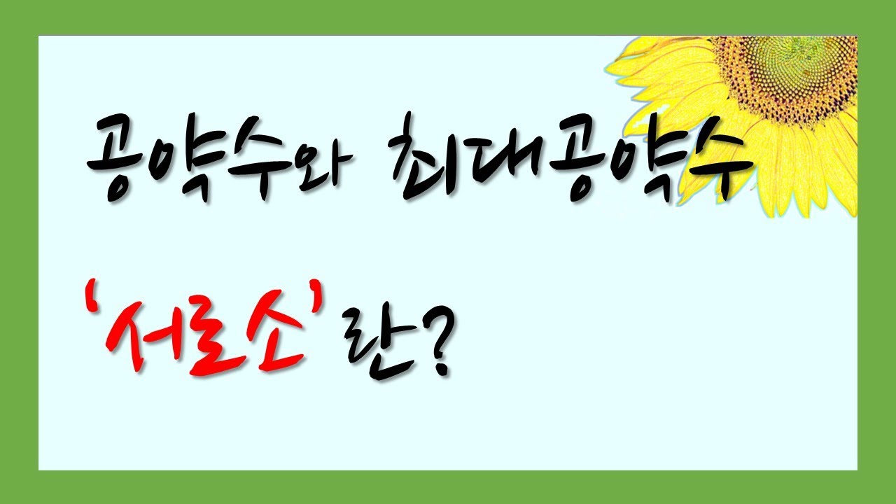 [중1] 공약수 뜻, 공약수 개수 구하기,  서로소 뜻 / 소인수분해 (11강)