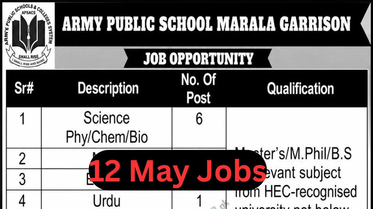 Army Public School APS Marala Garrison Jobs 2026 | APS Sialkot Cantt Latest Teaching Jobs