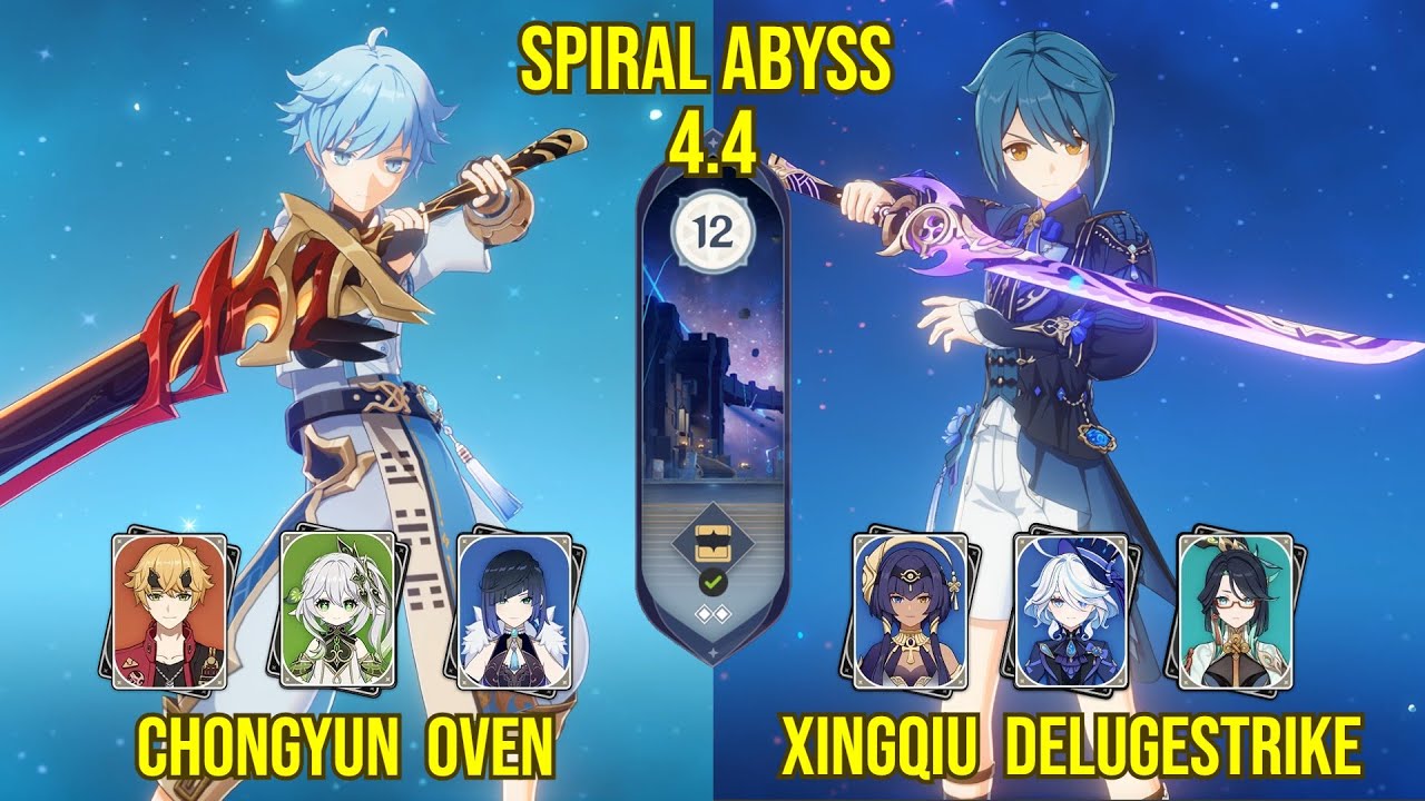 C6 Chongyun Oven & C6 Xingqiu Delugestrike | 4.4 Spiral Abyss Floor 12 Genshin Impact