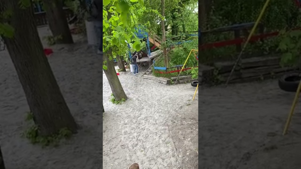 Tire swing zip line in Christiania, Copenhagen, Denmark