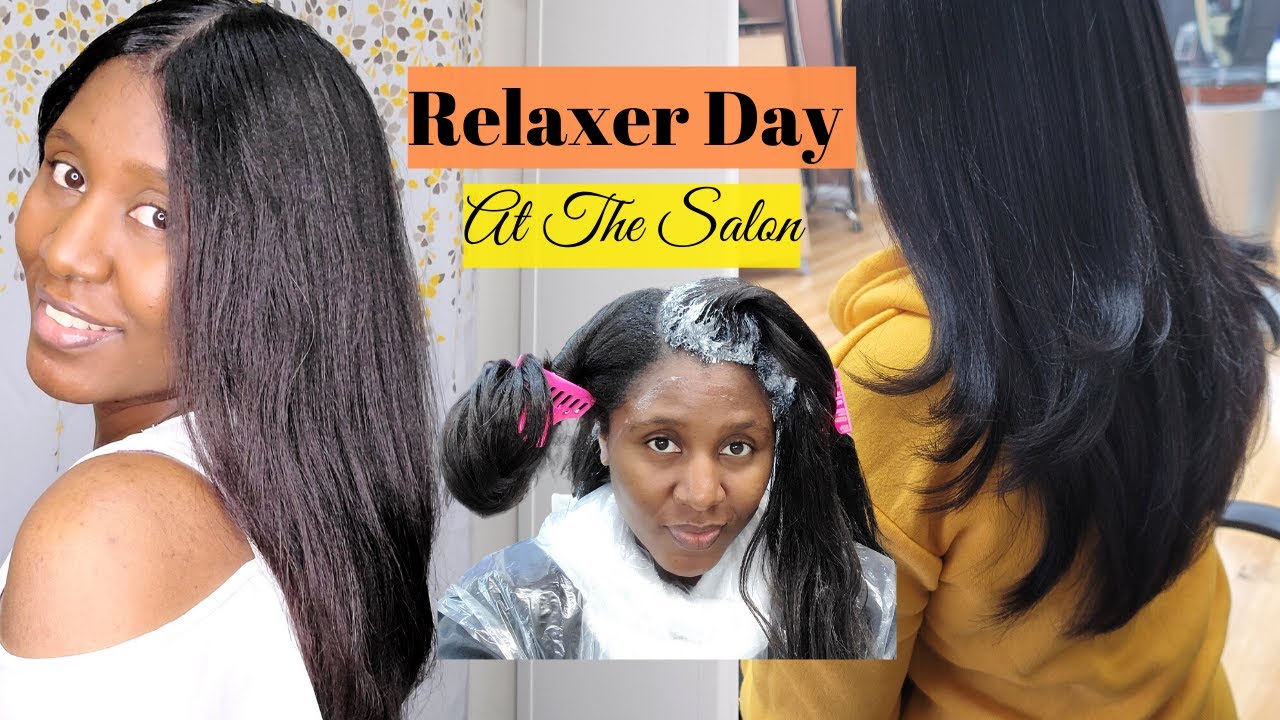 RELAXING AND CUTTING MY HAIR AT THE HAIR SALON | HEALTHY RELAXED HAIR ROUTINE