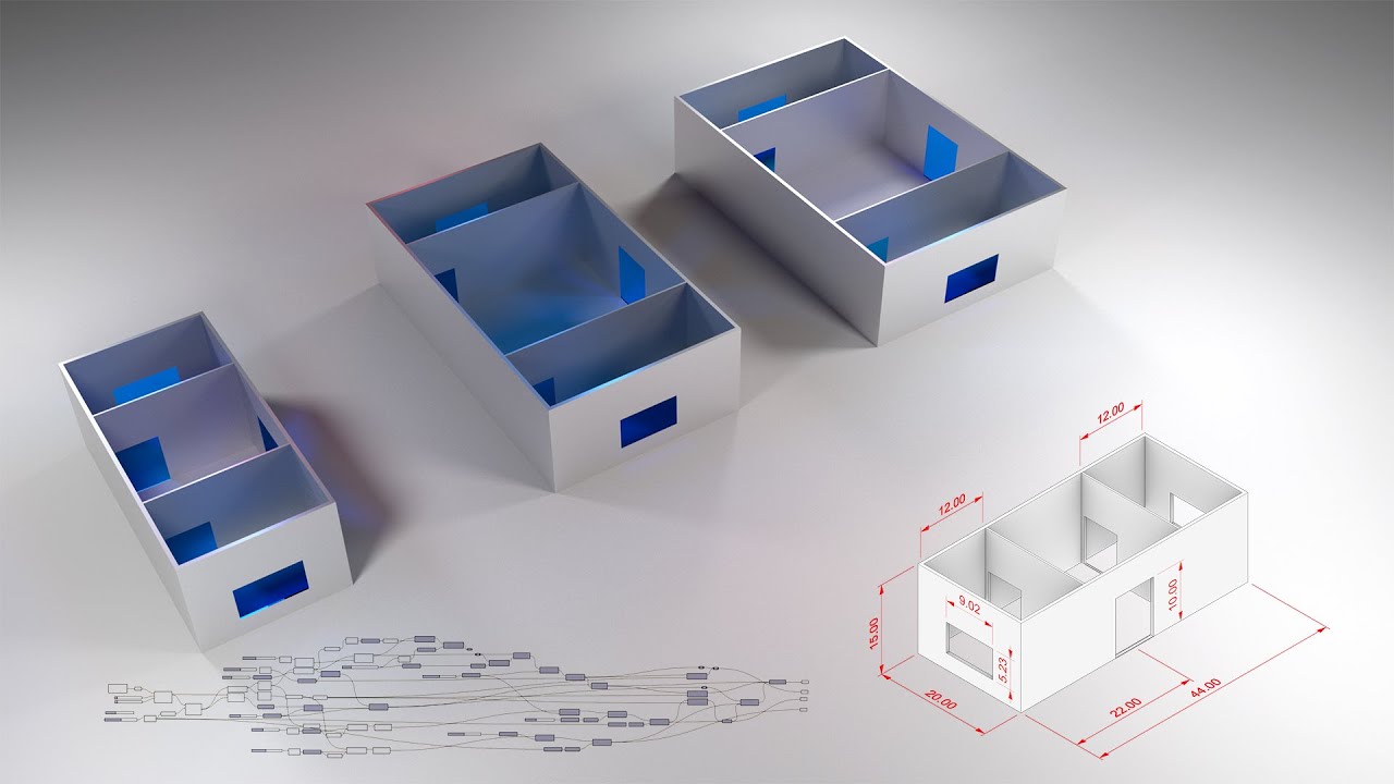 Grasshopper for Rhino 7 3D Building with Rooms and Openings