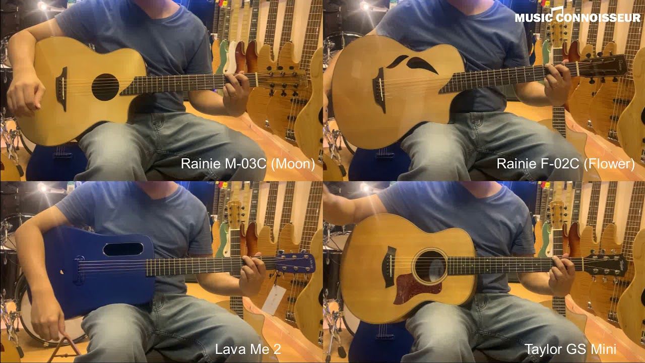 Travel Acoustic Guitar Shootout! Rainie Flower/Moon Guitars vs. Lava Me 2 vs. Taylor GS Mini