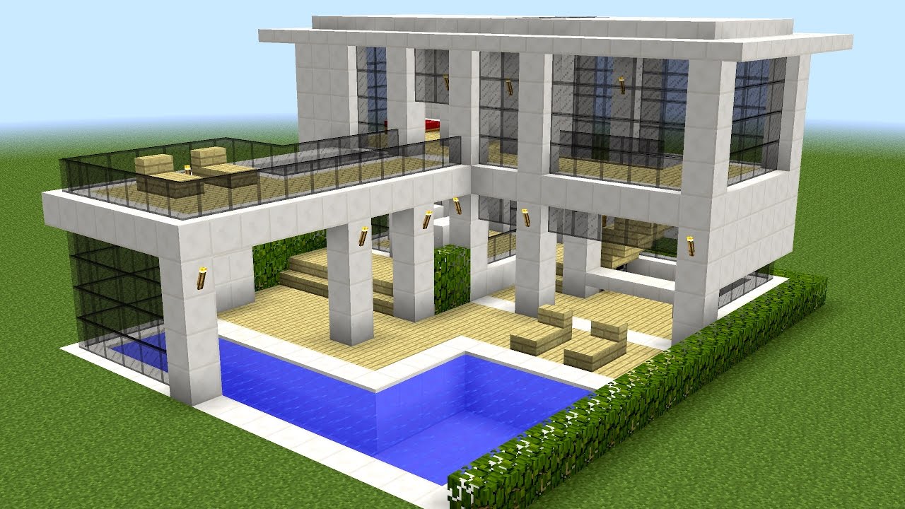 Minecraft - How to build a modern house 10