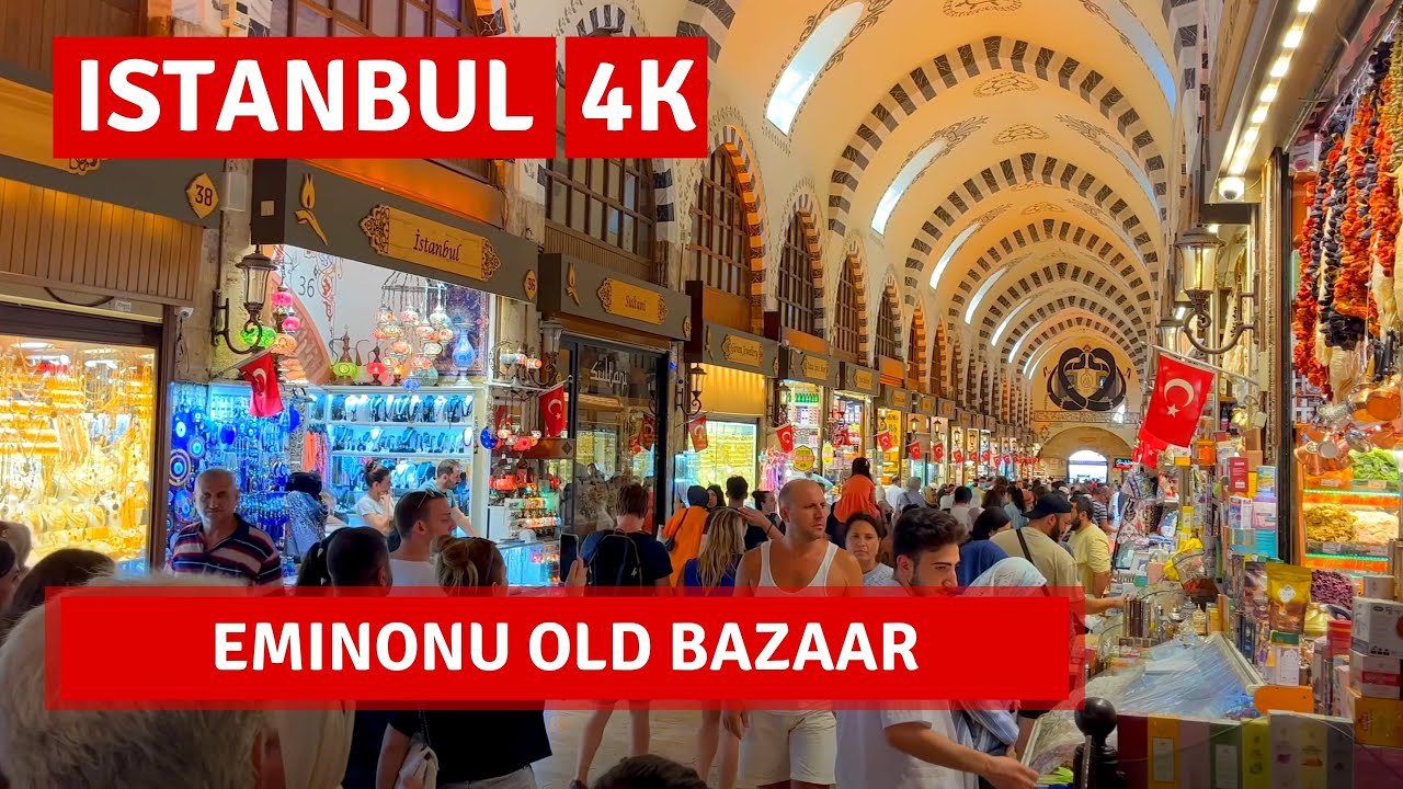 Istanbul 2022 Eminonu Old Bazaar 24 August Walking Tour|4k UHD 60fps