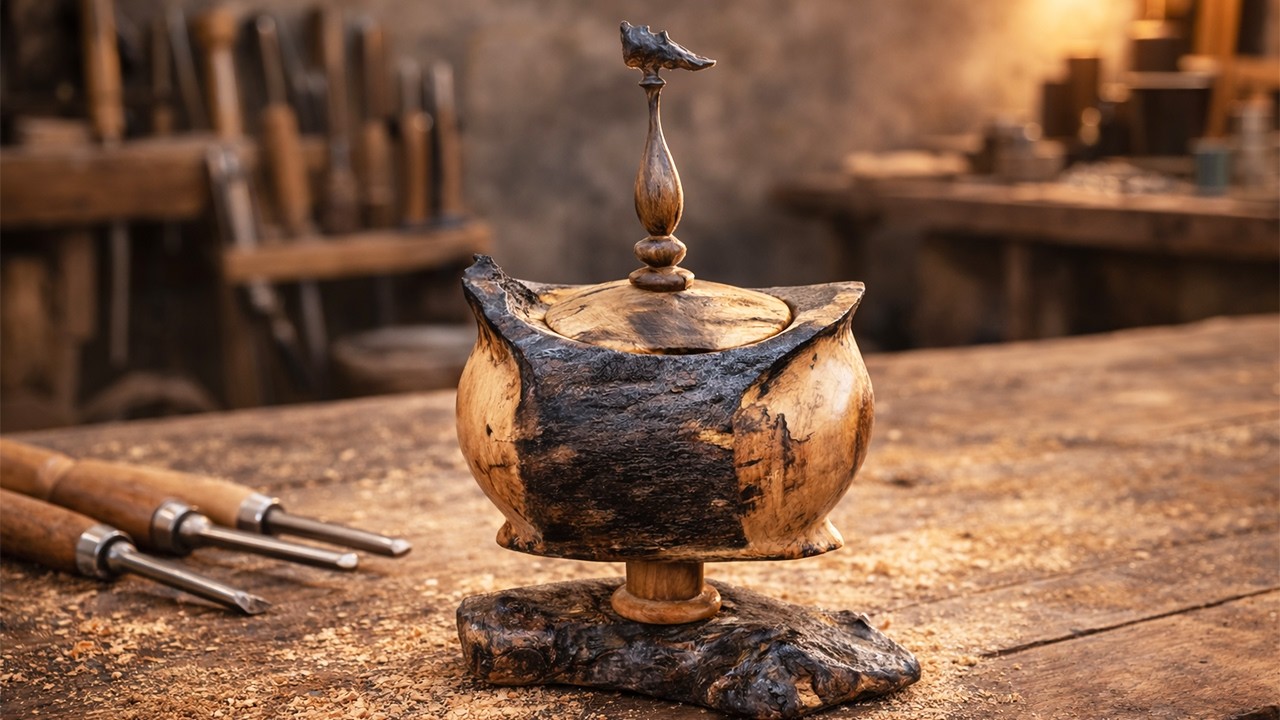 You Won&rsquo;t Believe This Wooden Lidded Pedestal Bowl | Woodturning Art