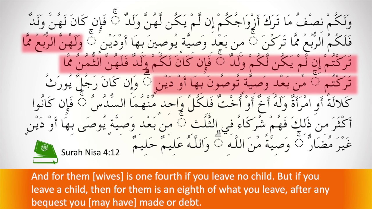 Lesson 1A: Quranic Verses pertaining Inheritance shares