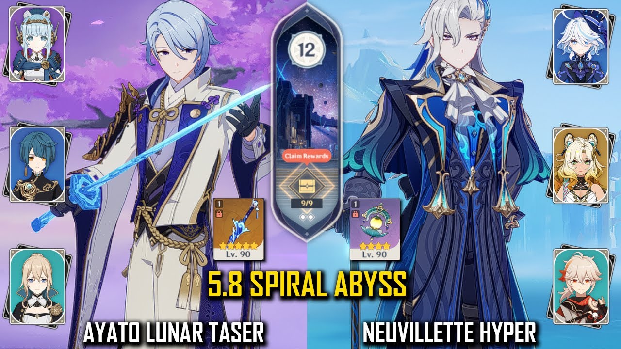 【GI】C0R1 Ayato Lunar Taser and C0 Neuvillette Hyper - 5.4-B - Spiral Abyss - Floor 12 9 Stars