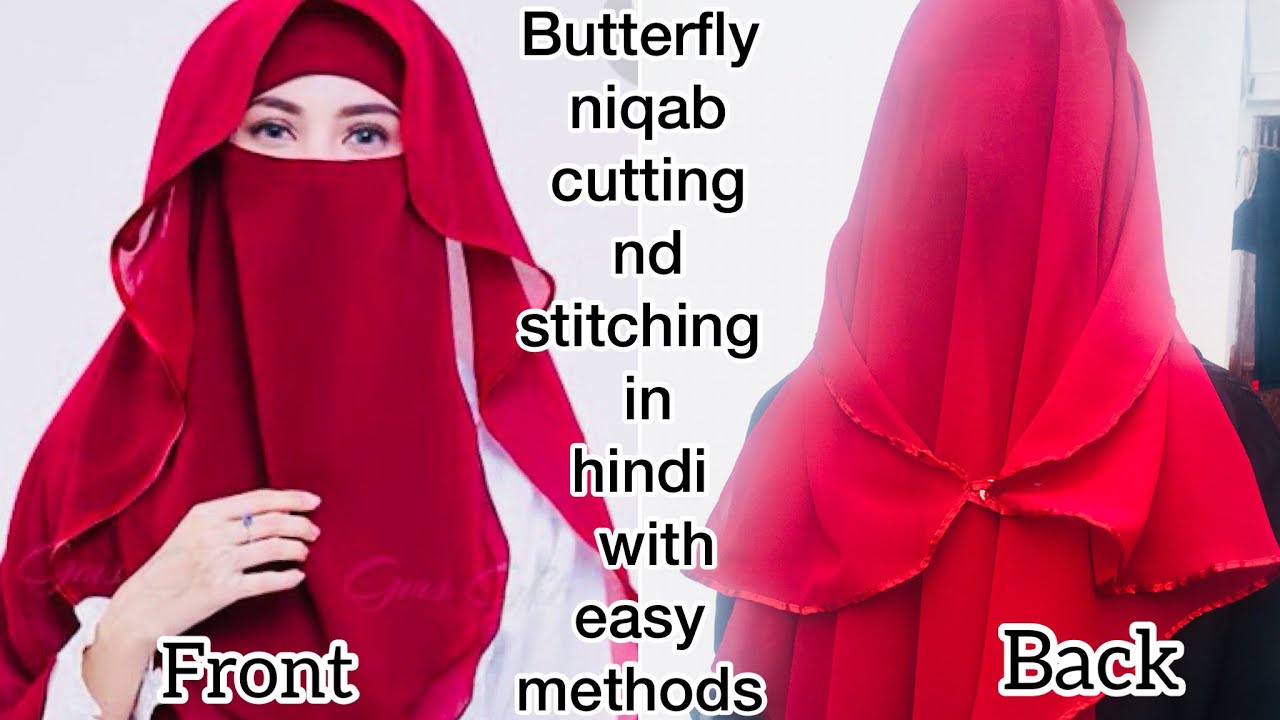 Butterfly niqab cutting nd stitching with easy steps with easy method at home/ English subtitle