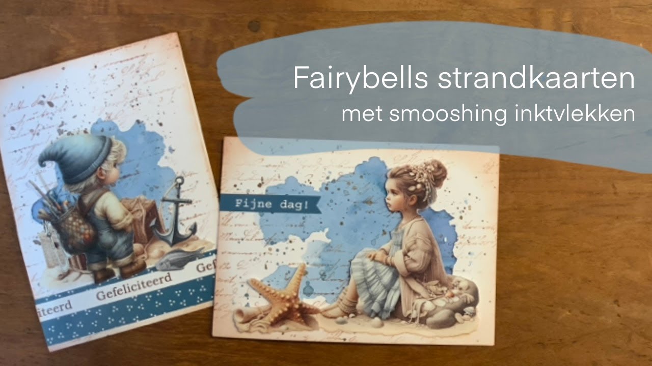 Fairybells strandkaarten met smooshing inktvlekken