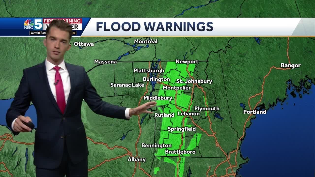Flood warnings across Vermont as heavy rains continue