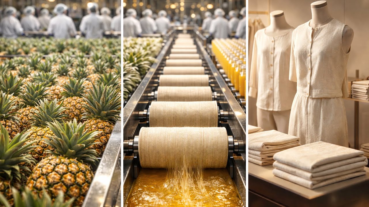 Inside Factory - How Pineapple Leaves Become Luxurious Piña Fabric | Full Process | You Never Know!
