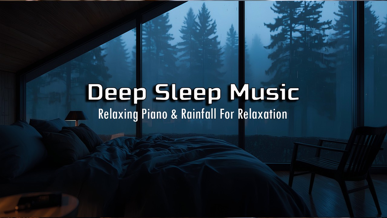 Deep Night Rain Ambience with Soft Piano Music for Insomnia Relief and Calm Sleep