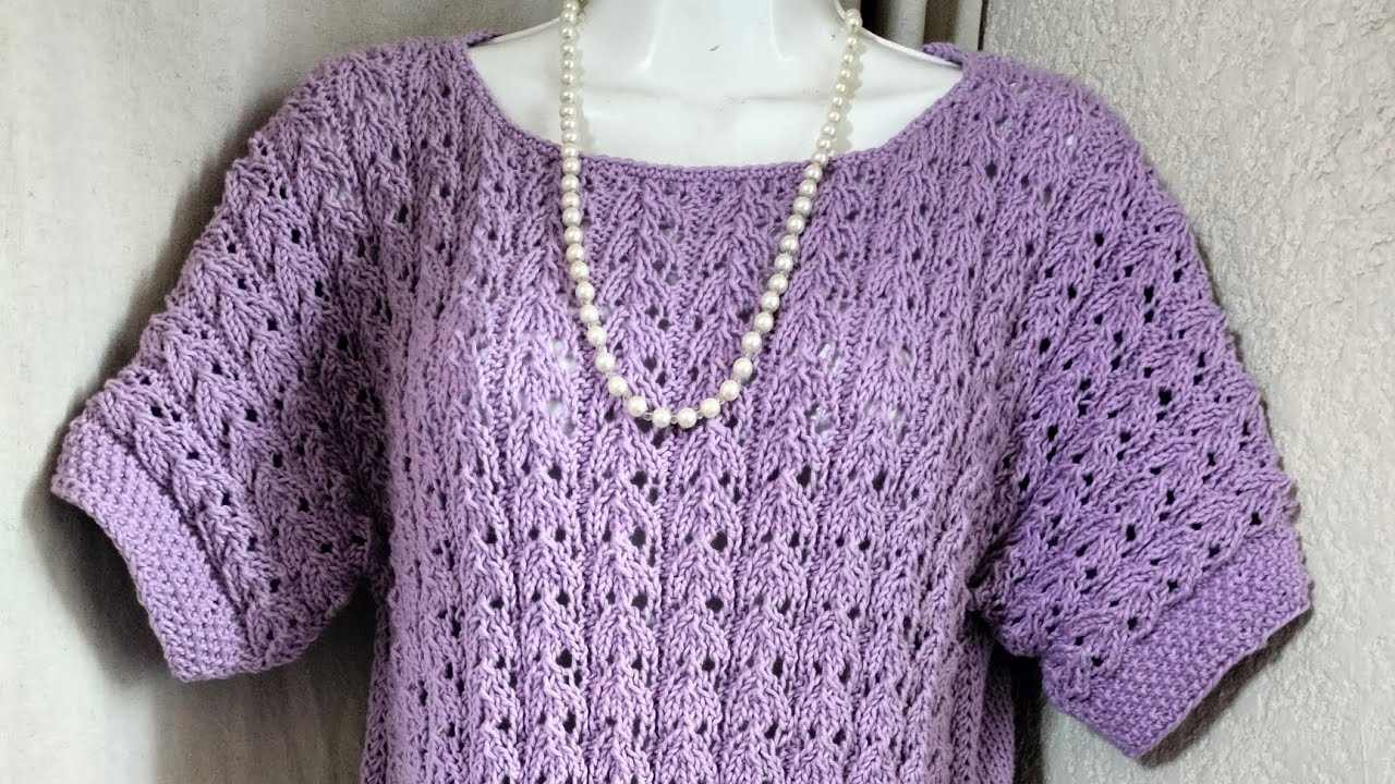Hermosa blusa tejida con 2 agujas e hilaza