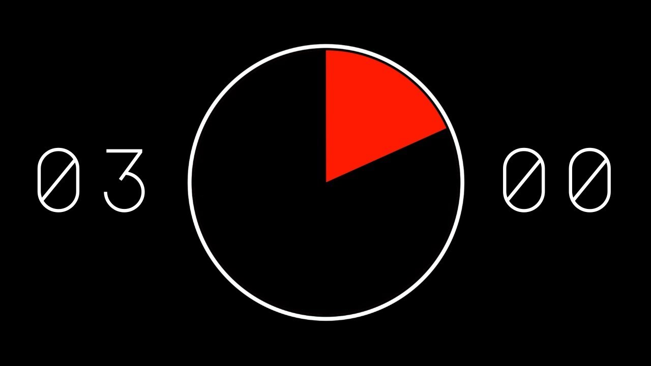 3 Minute Minimal Countdown Timer &ndash; 4k Clean Design + Subtle Alarm