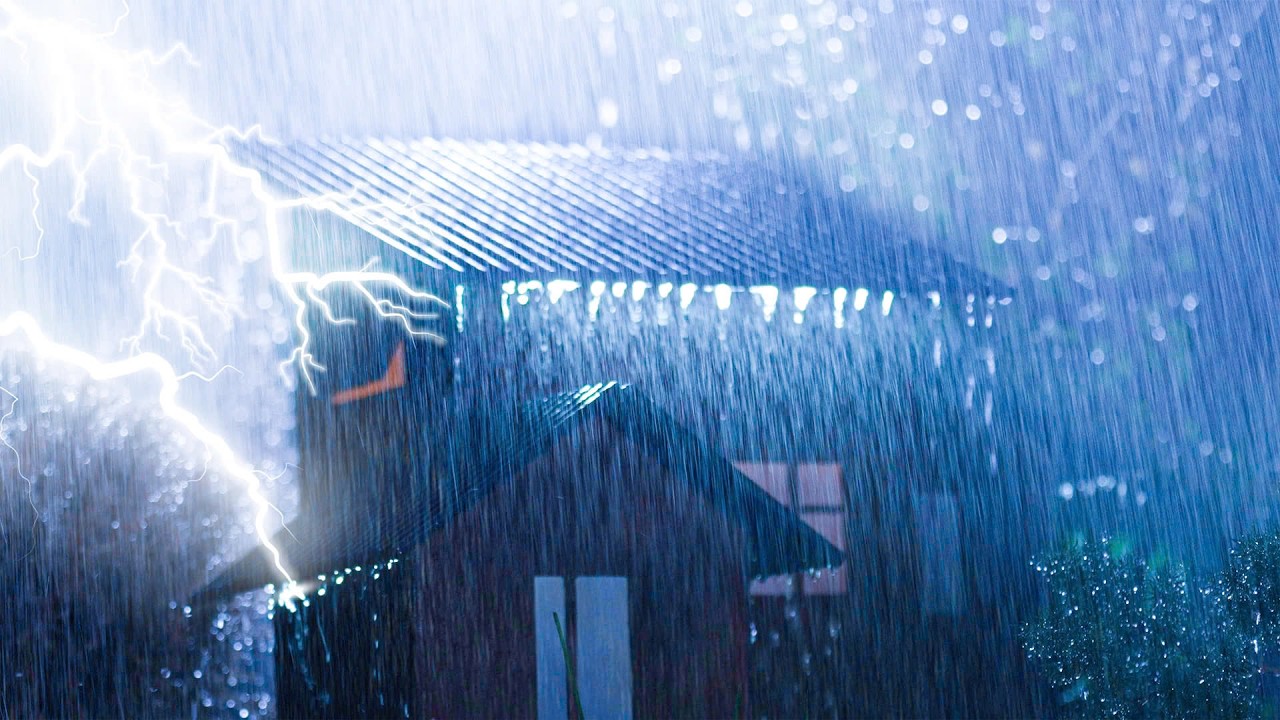 Overcome Insomnia Instantly 💤 Heavy Rain & Thunder Echoing Around a Tin Roof in the Foggy Forest