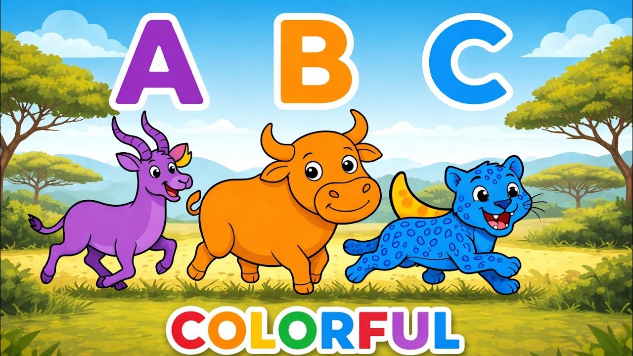 ABC Colorful Safari Animals Songs | A to Z Alphabet Song for Kids | Learn Animals & Letters