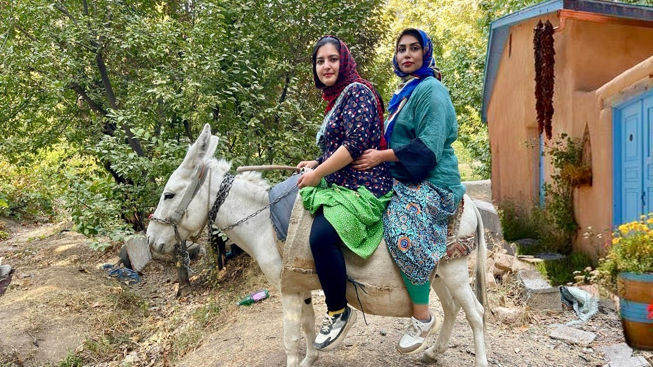 Village Life In Iran : Riding Donkey & Fish Cathing